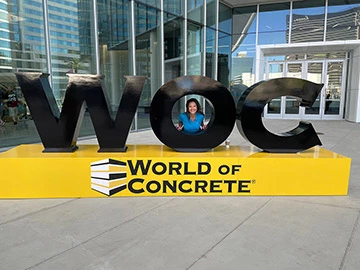 World of Concrete sign with Duong